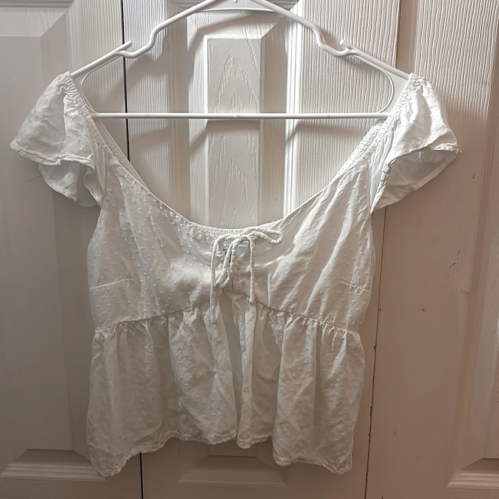 Hollister Babydoll White Bow Top